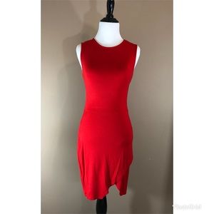 ASOS Asymmetrical Hem Red Cotton Stretch Dress